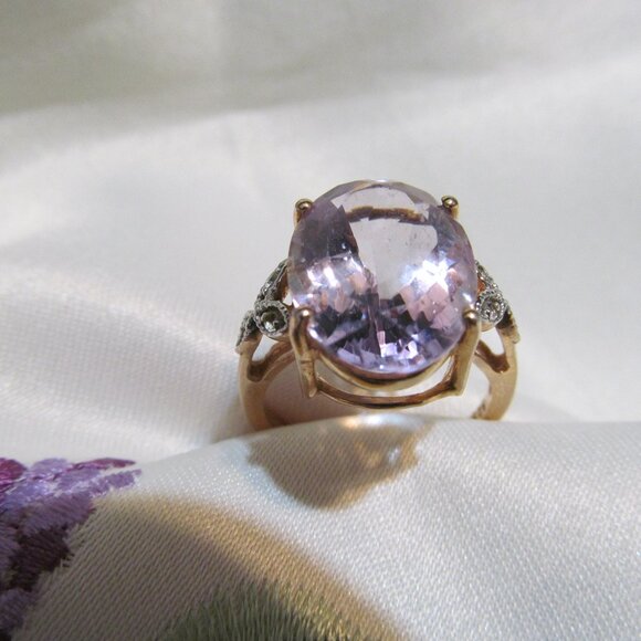 QJ India Quintessence Jewelry Gold Plated 925 Silver Light Amethyst Ring Size 10 - Picture 15 of 16